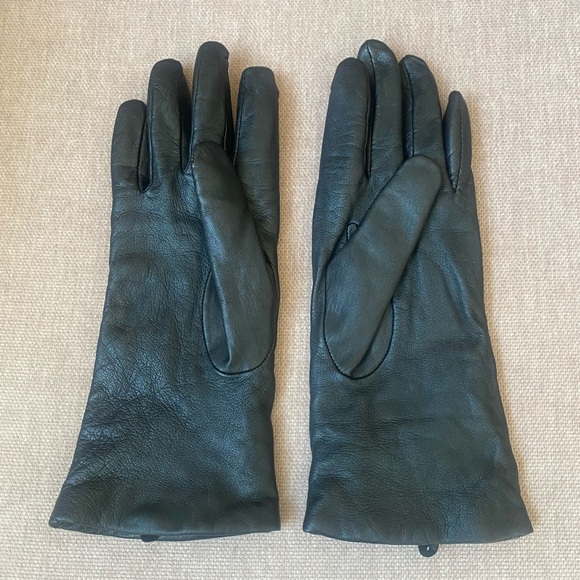 Women’s Long Black Leather Gloves Cashmere Lined Flawed Size 8 - Picture 3 of 7